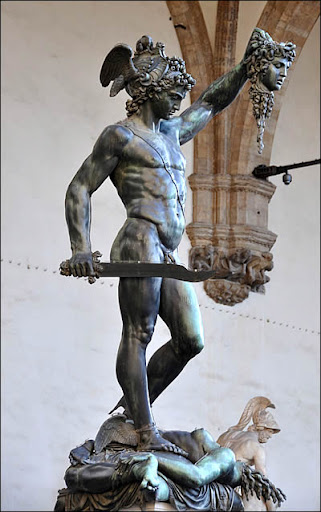 Perseus holding Medusa's head